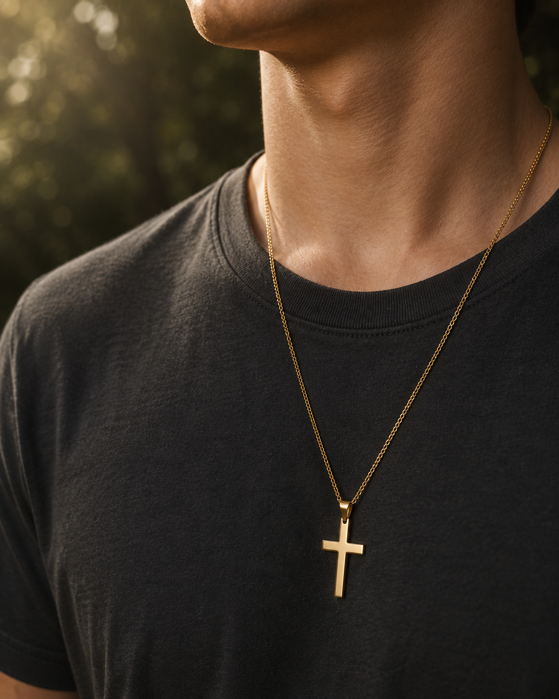 Men’s Gold Cross Pendant Necklace – Minimalist Faith Jewelry