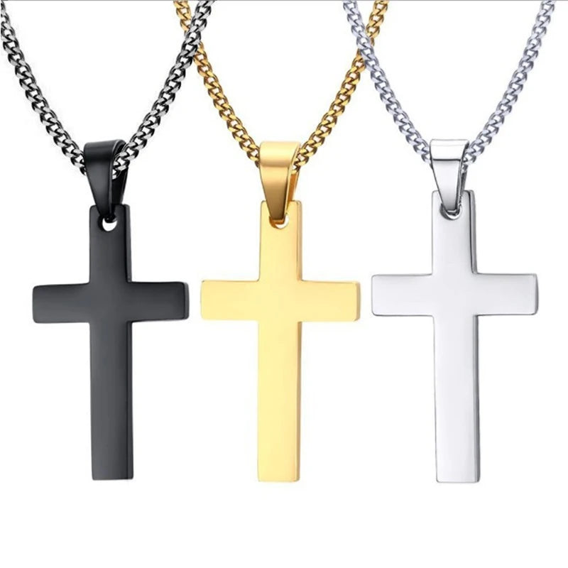 Men’s Gold Cross Pendant Necklace – Minimalist Faith Jewelry