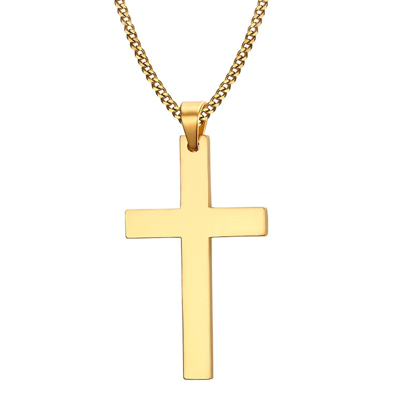 Men’s Gold Cross Pendant Necklace – Minimalist Faith Jewelry
